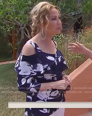 Kathie's blue floral ruffled top on Today