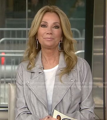 Kathie's grey moto jacket on Today