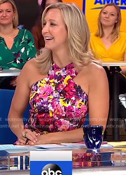 Lara's white floral cross neck dress on Good Morning America