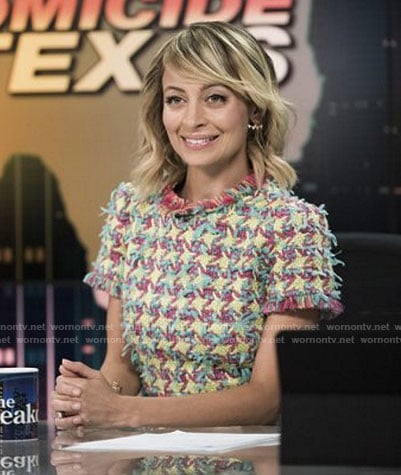 Portia's yellow tweed dress on Great News