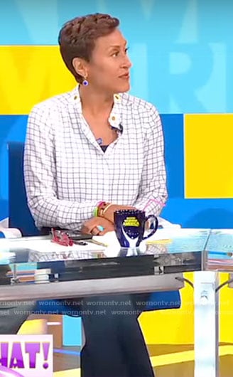 Robin's white grid blouse and sailor pants on Good Morning America