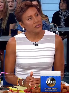 Robin's white striped sheath dress on Good Morning America