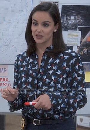 Amy's black bird print shirt on Brooklyn Nine-Nine