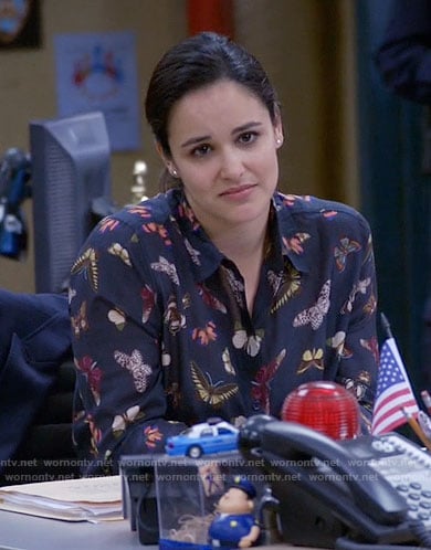 Amy's butterfly print shirt on Brooklyn Nine-Nine