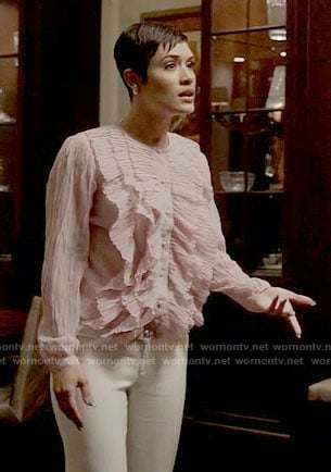 Anika's pink ruffled top on Empire