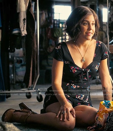 Annie's black floral romper on Girlboss