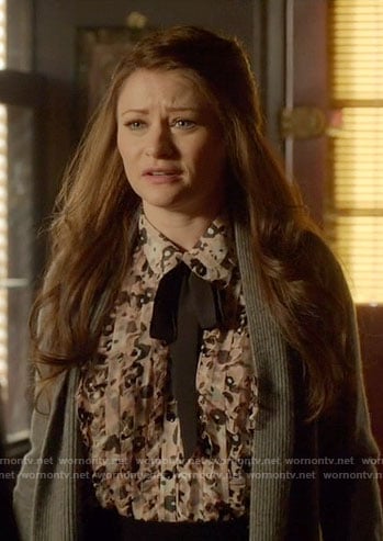 Belle's floral top with black neck tie on Once Upon a Time