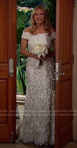 Brooke's off-shoulder wedding dress on The Bold and the Beautiful