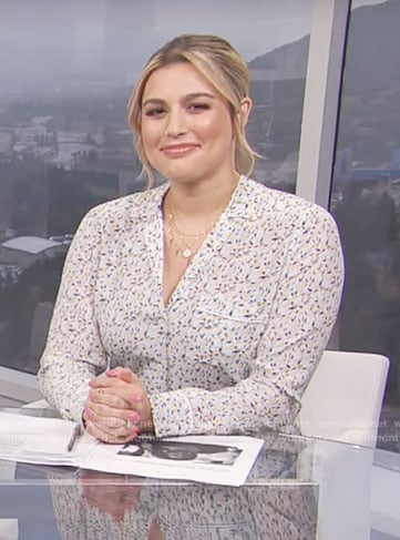 Carissa's white floral shirt on E! News Daily Pop