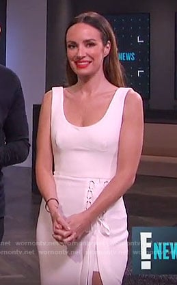 Catt's white dress with lace-up skirt on E! News