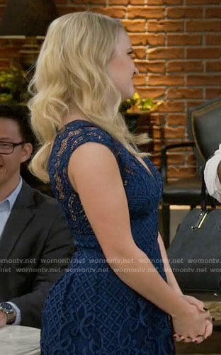 Gabi's blue lace v-neck dress on Young and Hungry