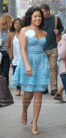 Jane's blue lace Carrie Bradshaw dress on Jane the Virgin