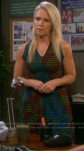 Jennifer's mixed stripe v-neck dress on Days of our Lives