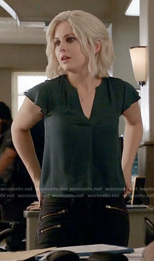 Liv's dark green v-neck top on iZombie