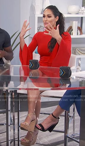 Nikki Bella's red bell-sleeve dress on E! News Daily Pop