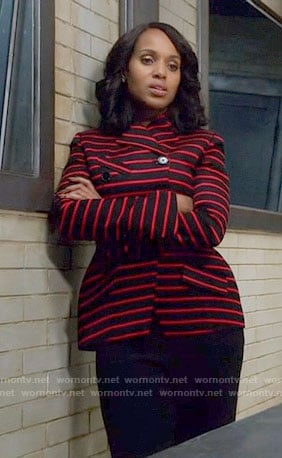 Olivia's red and black striped jacket on Scandal