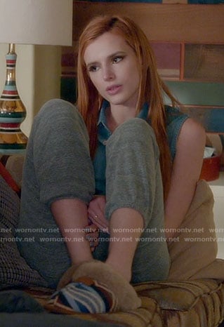Paige's printed scuff slippers on Famous in Love
