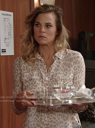 Phyllis's cropped leopard print shirt on The Young and the Restless