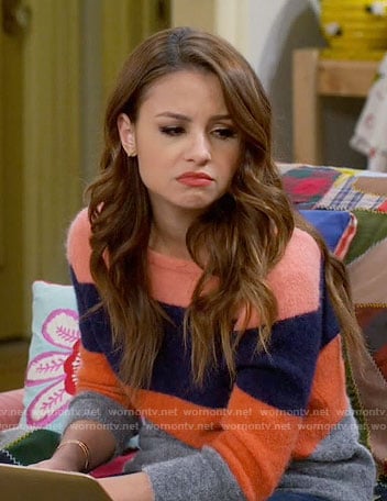Sofia's striped v-back sweater on Young and Hungry