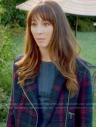 Spencer's plaid moto jacket on Pretty Little Liars