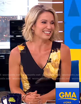 Amy's black floral sheath dress on Good Morning America
