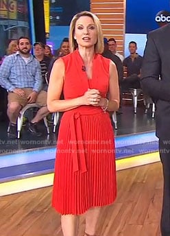 Amy's red pleated dress on Good Morning America