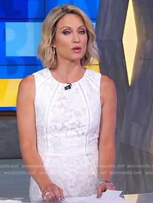 Amy's white lace sheath dress on Good Morning America