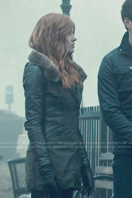 Clary's grey zip front jacket on Shadowhunters