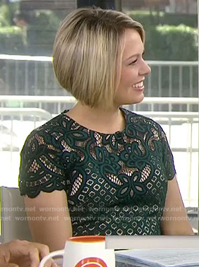 Dylan's green embroidered lace dress on Today
