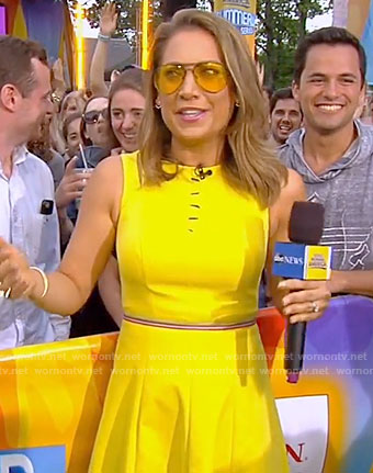 Ginger's yellow sleeveless dress with cutouts on Good Morning America