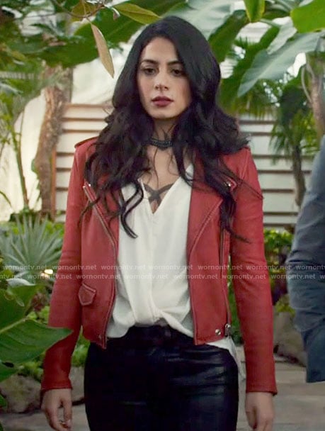 Isabelle's red moto jacket on Shadowhunters