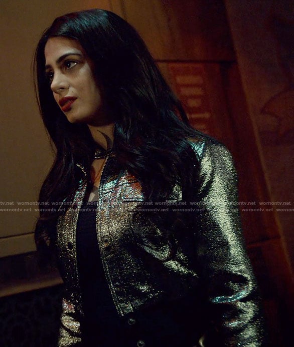 Isabelle's silver cropped jacket on Shadowhunters