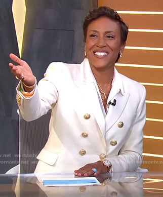 Robin's white double breasted blazer on Good Morning America