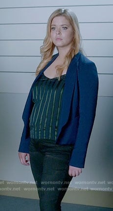 Ali's blue and green striped top on Pretty Little Liars