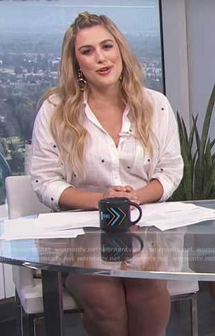 Carissa's white polka dot shirt on E! News Daily Pop