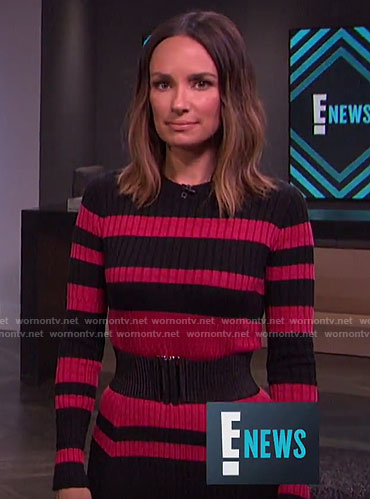 Catt's black and pink striped sweater dress on E! News