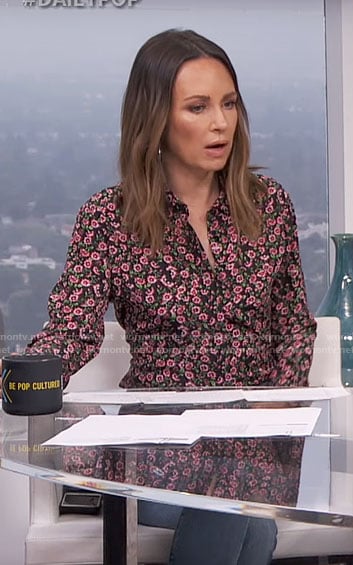 Catt's floral button down shirt on E! News Daily Pop