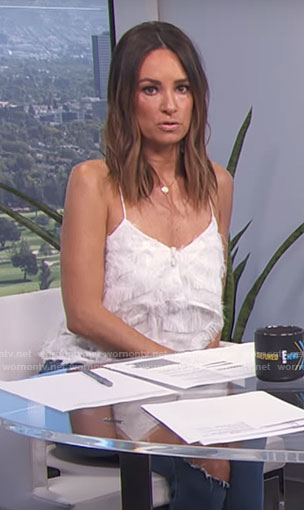 Catt's white feather camisole on E! News Daily Pop