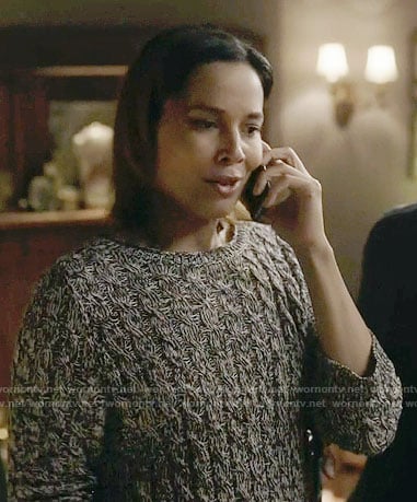 Hallie's marled cable knit sweater on Nashville
