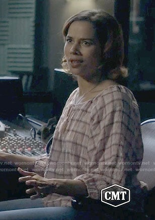 Hallie's pink plaid top on Nashville