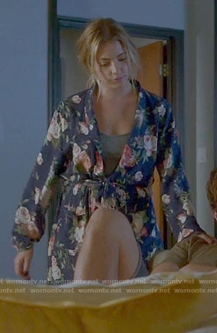 Hanna's blue rose print robe on Pretty Little Liars