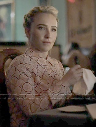 Juliette's orange print blouse on Nashville