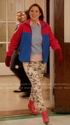 Kimmy's pink and blue fleece jacket on Unbreakable Kimmy Schmidt
