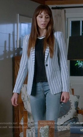 Spencer's blue striped blazer on Pretty Little Liars