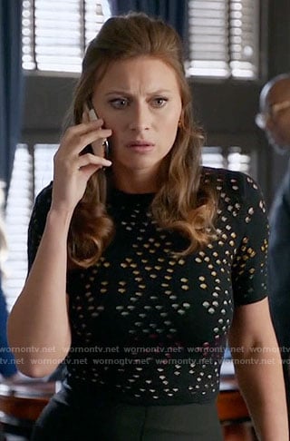 Peyton's black eyelet top on iZombie