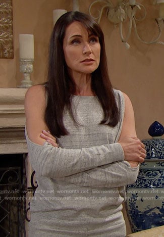 Quinn's grey cold shoulder sweater on The Bold and the Beautiful