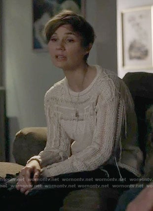 Scarlett's fringed sweater on Nashville