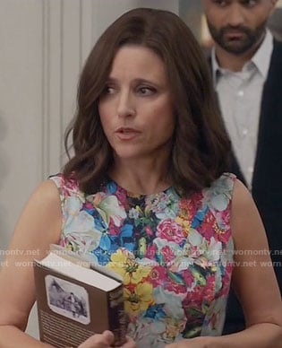 Selina's sleeveless floral dress on Veep
