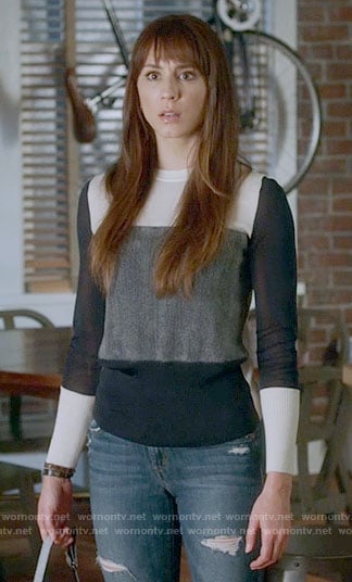Spencer's colorblock sweater on Pretty Little Liars