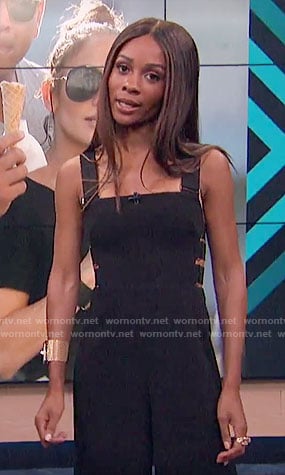 Zuri's black jumpsuit on E! News